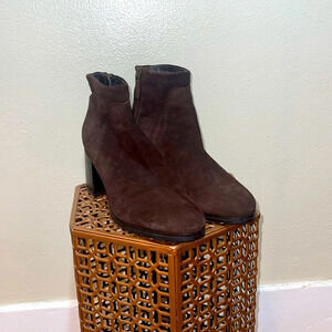 Aquatalia Women's Eileen suede zipper ankle boots dark brown